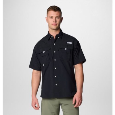 Columbia Men's PFG Bahama II Short Sleeve Shirt - UPF 30 Sun Protection, Quick-Dry Nylon, Relaxed Fit, 5X Tall Black